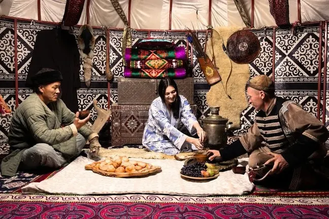 Tea ceremony in a yurt